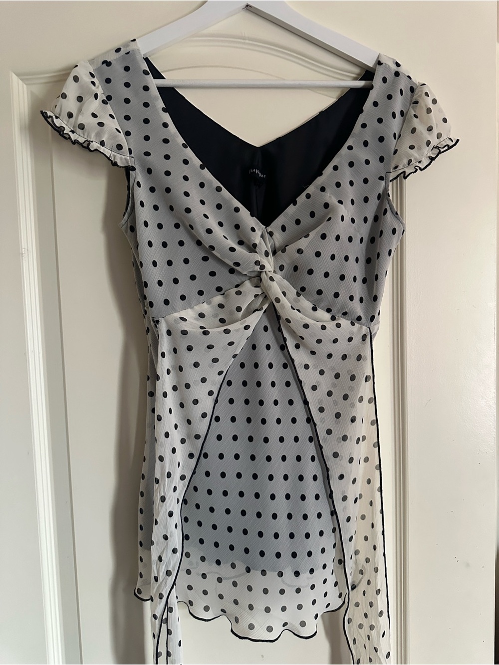 CHAPTER ONE Polka Dot Tie-Front Blouse